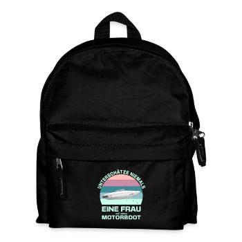 Unterschätze niemals eine Frau am Motorboot - Kinder Rucksack - Schwarz - Vorne