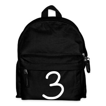 3 Nummer drei Zahl weiß Geburtstag - Kinder Rucksack - Schwarz - Vorne