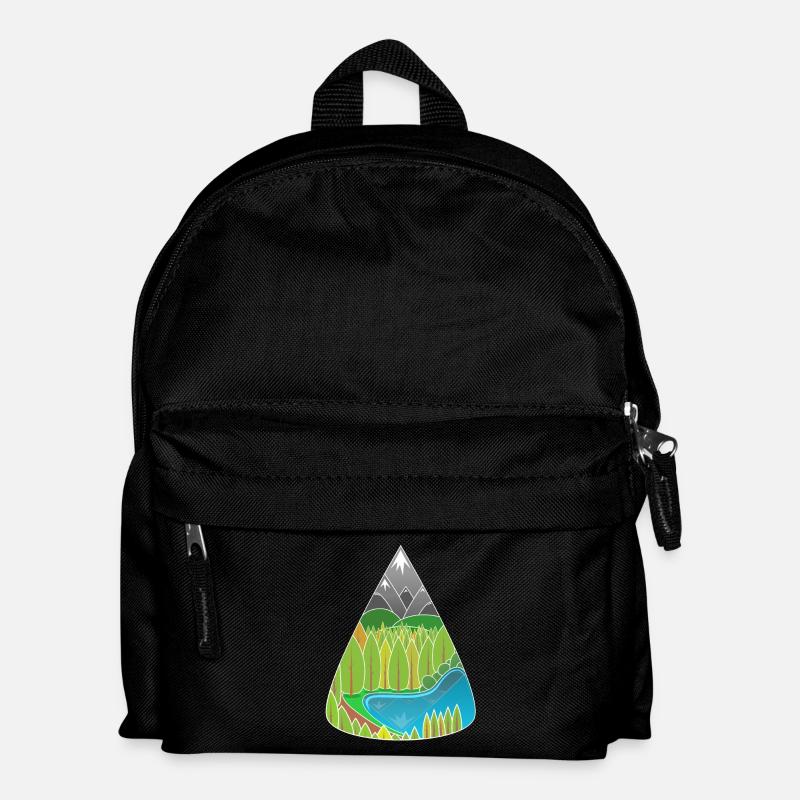 Alpen Bergsee Waldzauber - Kinder Rucksack - Schwarz