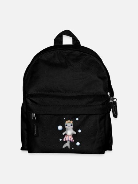Little baby seal with flower wreath and skirt - Kids' Backpack - black