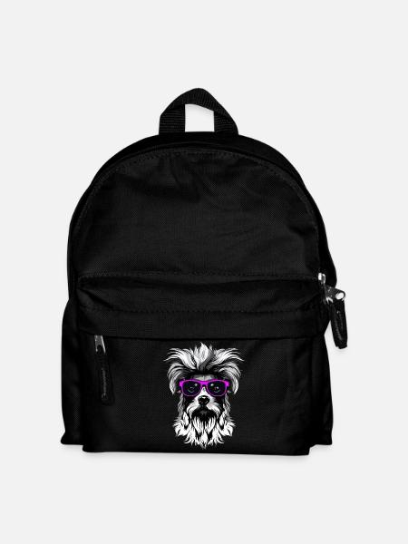 Hund mit Brille - Kinder Rucksack - Schwarz