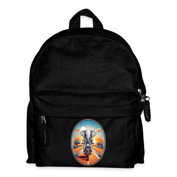 Elephant on motorcycle - Kids' Backpack - black - Front