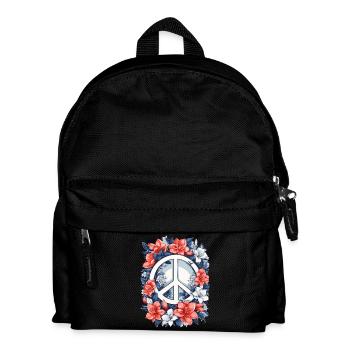 Friedenszeichen mit Blumen - Kinder Rucksack - Schwarz - Vorne