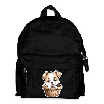 Cute dog in dog basket - Kids' Backpack - black - Front