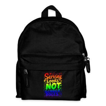 SERVING LOOKS, NOT GENDER ROLES - Kids' Backpack - black - Front
