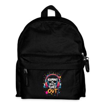 HEADPHONES IN, REALITY TUNED OUT, MUSIC - Kids' Backpack - black - Front