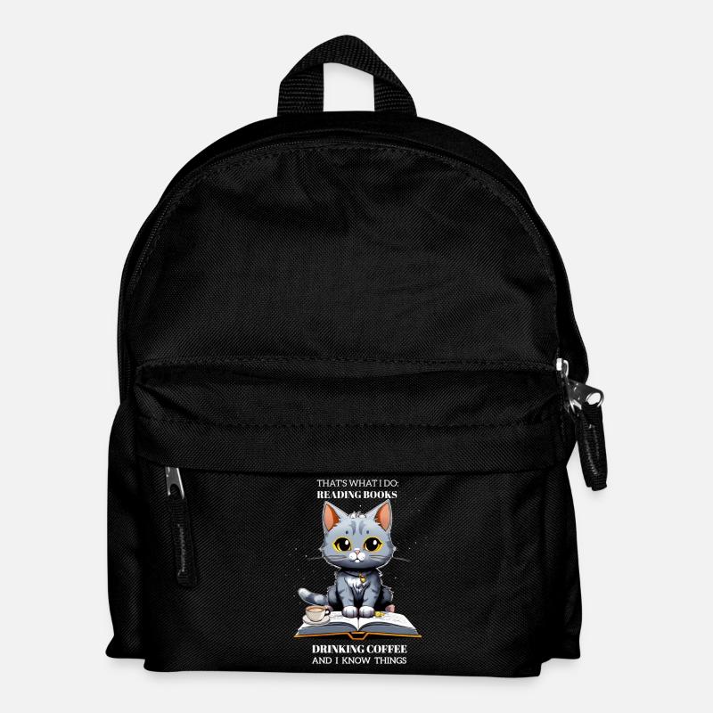 Chat Intello et Café - Kids' Backpack - black