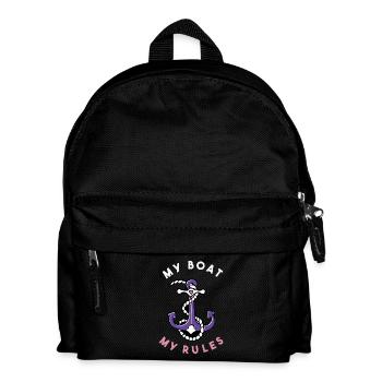 Mein Boot Meine Regeln Anker und Seil - Kinder Rucksack - Schwarz - Vorne