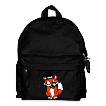Fuchs Rotfuchs Sir Mr. Zylinder Hut Monokel Brille - Kinder Rucksack - Schwarz - Vorne