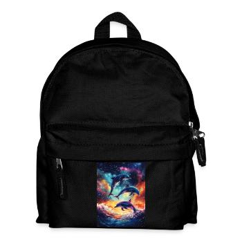 Colorful Dolphins Galaxy - Kids' Backpack - black - Front