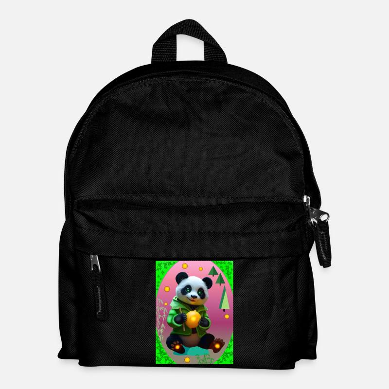 Futuristischer Panda - Kinder Rucksack - Schwarz