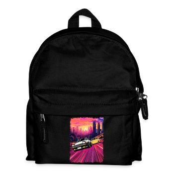 Illustration de poursuite en voiture de ville au néon - Sac à dos Enfant - noir - Devant