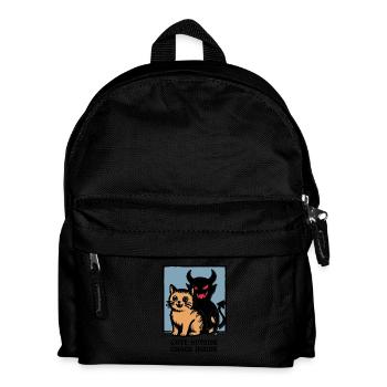 Niedliches Außenchaos Innen Teuflische Katze Lustiges Shirt - Kinder Rucksack - Schwarz - Vorne