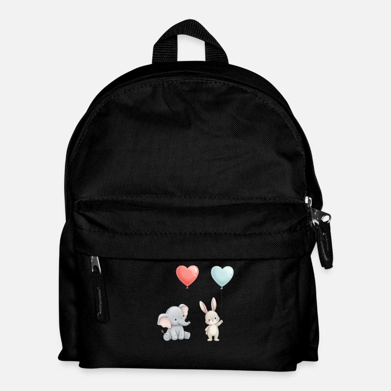 Elefant Hase Liebe Ballon Herz Cute - Kinder Rucksack - Schwarz