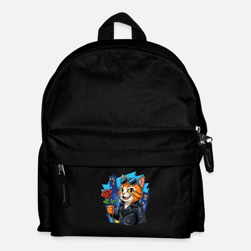 Cool Cat with Rose – Charm Offensive! - Kids' Backpack - black