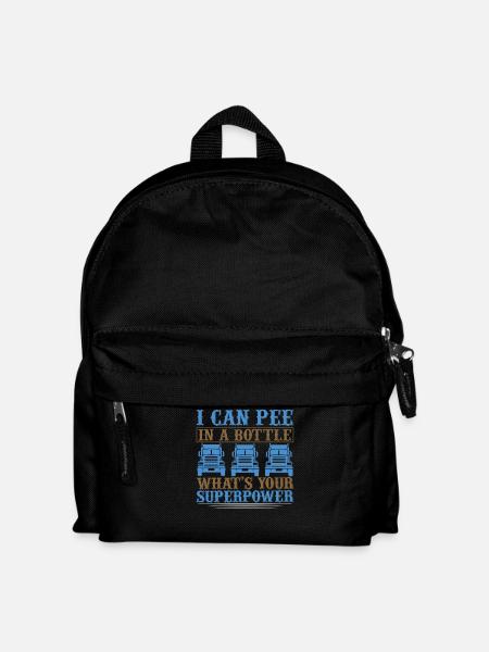 Strong Superpower Truck Motif - Kids' Backpack - black
