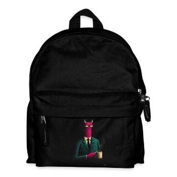 Demon in suit with coffee - Kids' Backpack - black - Front