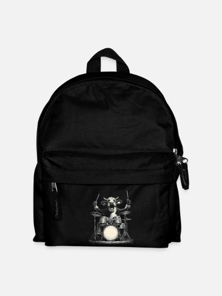 Alpenkuh Schlagzeug Drummer Berge Musik Lustig - Kinder Rucksack - Schwarz