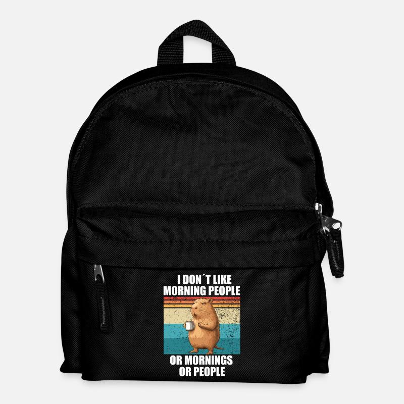 Capybara mit Kaffee I dont like Morning People - Kinder Rucksack - Schwarz
