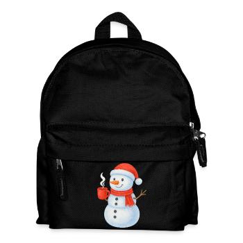 Bonhomme de neige avec écharpe et gobelet rouges - Sac à dos Enfant - noir - Devant