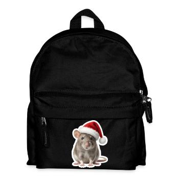 Rat malin avec un chapeau de Noël rouge - Sac à dos Enfant - noir - Devant