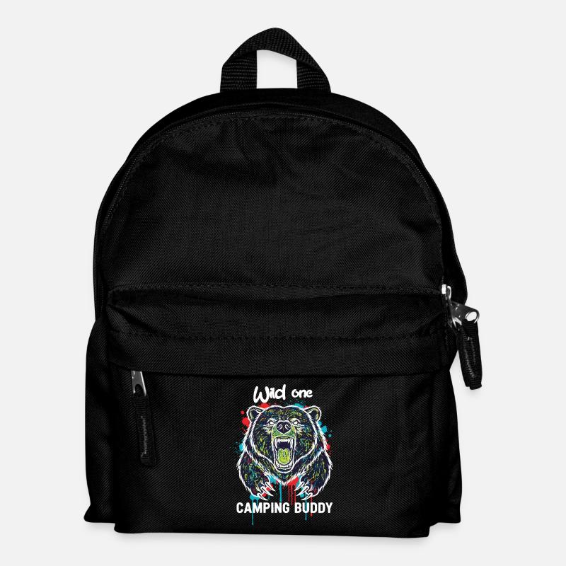 Wilder Campingkumpel Grizzlybär - Kinder Rucksack - Schwarz