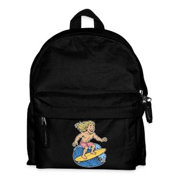 Blonde Surferin auf Welle - Kinder Rucksack - Schwarz - Vorne