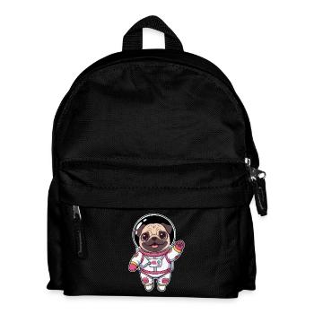 Chien Carlin Astronaute Rose Mignon Kawaii - Sac à dos Enfant - noir - Devant