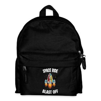 Space Rocket Retro Kritzelei-Explosion - Kinder Rucksack - Schwarz - Vorne