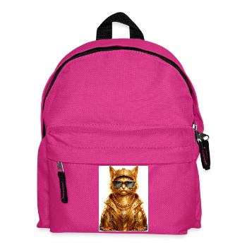 _Golden Pharaoh Cat – luxuriöser urbaner Streetwear-Stil - Kinder Rucksack - Fuchsia - Vorne