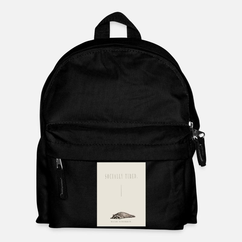 Socially Tired Raccoon Meme - Kids' Backpack - black