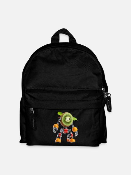 Kiwi-Fruchtroboter mit Chromgliedmaßen - Kinder Rucksack - Schwarz