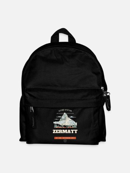 Zermatt Matterhorn Alpine Reiseemblem - Kinder Rucksack - Schwarz