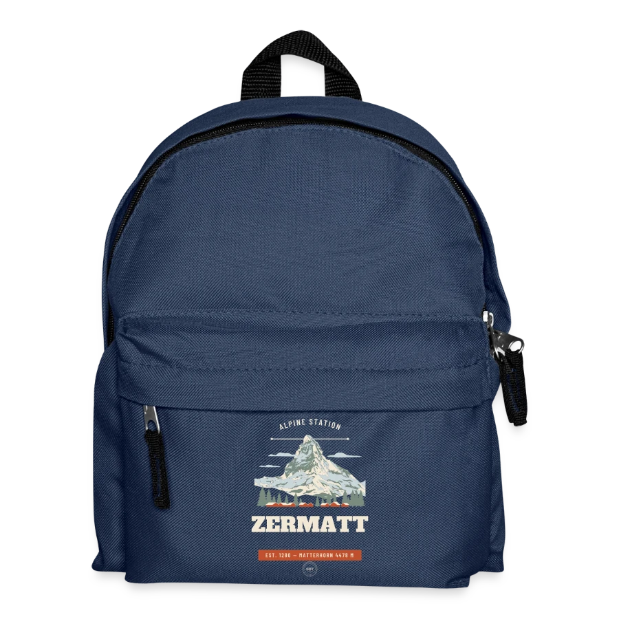 Zermatt badge on a kids' backpack, navy