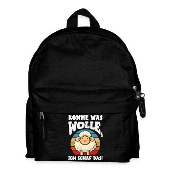 Komme Was Wolle Schaf Retro Vintage Design - Kinder Rucksack - Schwarz - Vorne