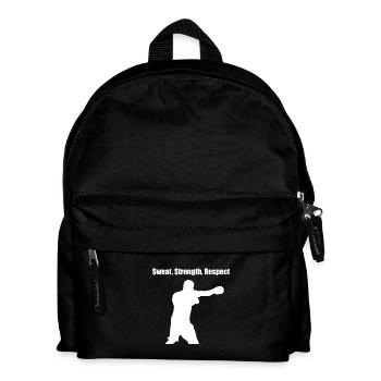 Boxing: Sweat Strength Respect Gym Shirt - Kinder Rucksack - Schwarz - Vorne