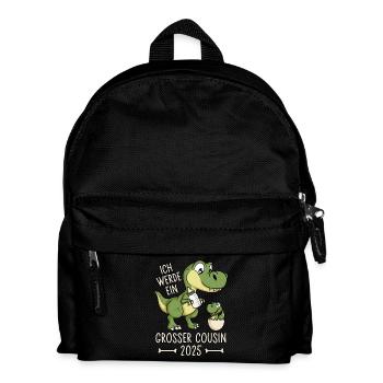 Dino Baby Ei Großer Cousin 2025 Dinosaurier - Kinder Rucksack - Schwarz - Vorne