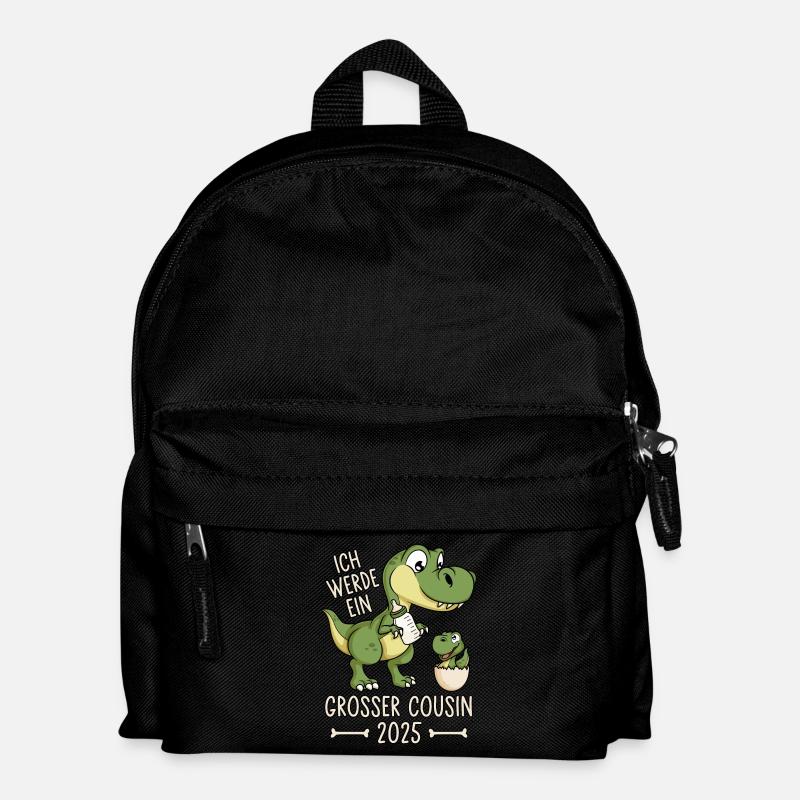Dino Baby Ei Großer Cousin 2025 Dinosaurier - Kinder Rucksack - Schwarz
