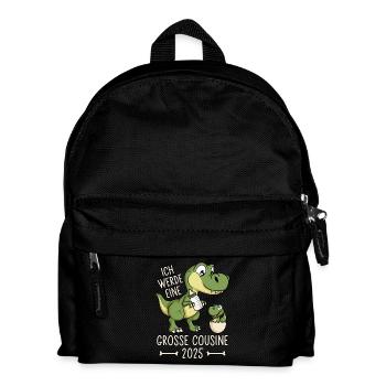 Dino Baby Ei Große Cousine 2025 Dinosaurier - Kinder Rucksack - Schwarz - Vorne