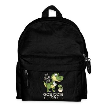 Große Cousine 2026 Dino Baby Ei Dinosaurier - Kinder Rucksack - Schwarz - Vorne