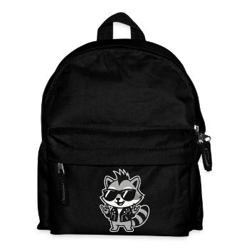 Rock Musik Waschbär Lustig Humor Geschenkidee - Kinder Rucksack - Schwarz - Vorne