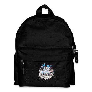 Katze Katzen Katzengesicht Natur Schmetterlinge - Kinder Rucksack - Schwarz - Vorne