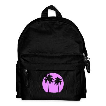 Two Palm Trees Island Sun Sunset Round Pink - Kids' Backpack - black - Front