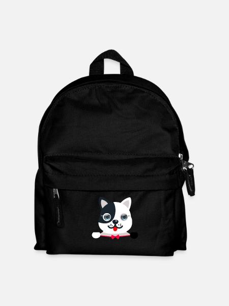 Сheerful, festive cat with a red festive butterfly - Kids' Backpack - black