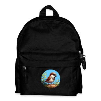 Spatz auf einem Ast - Kinder Rucksack - Schwarz - Vorne