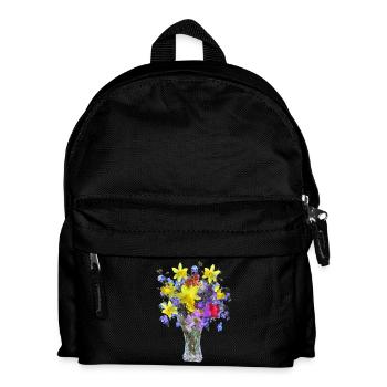 flowers lilies tulips orchids sunflower dahlia ger - Kinder Rucksack - Schwarz - Vorne