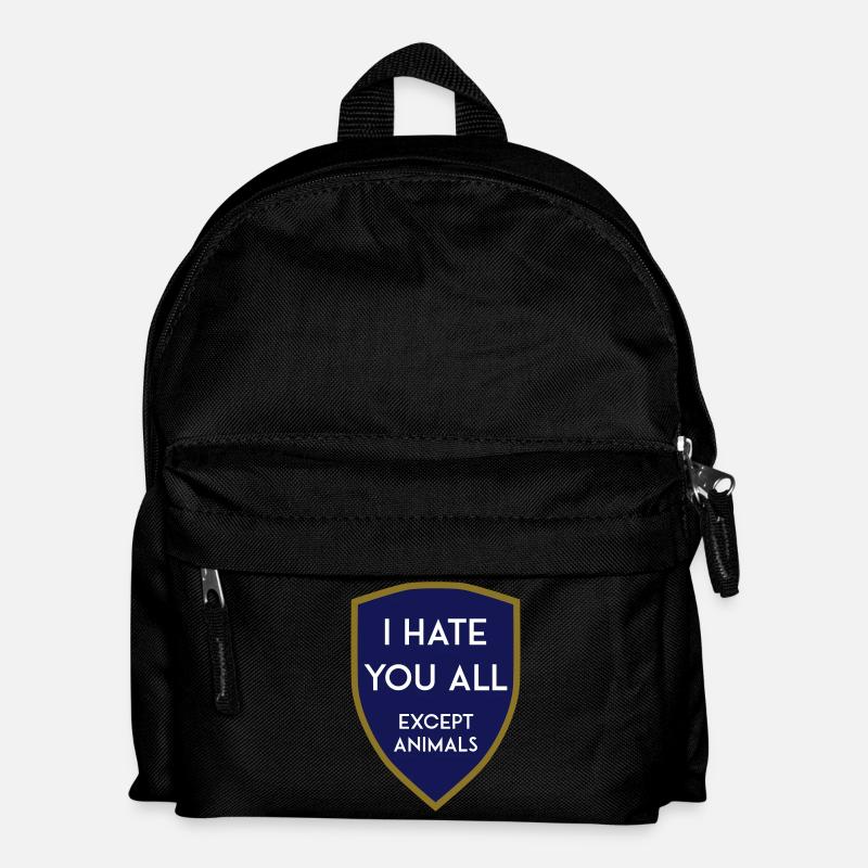 I HATE YOU ALL EXCEPT ANIMALS SHIELD - Kinder Rucksack - Schwarz