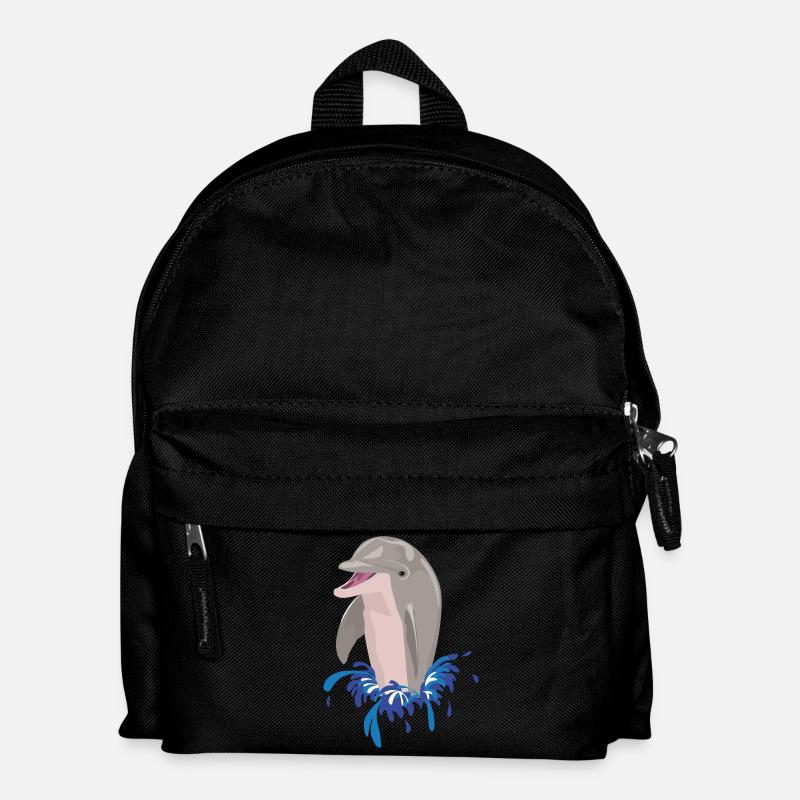 Delphin Meer Strand Spritzer - Kinder Rucksack - Schwarz