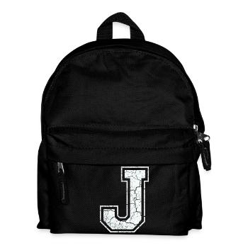 Letter J in white in the used look - Kids' Backpack - black - Front