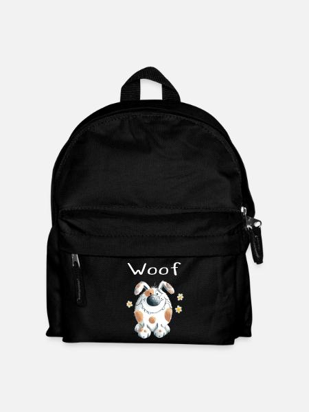 Woof Dog With Flowers - Dogs - Gift - Kids' Backpack - black